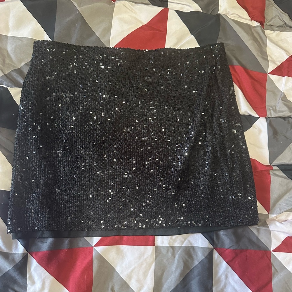 Black Sequin Mini Pencil Skirt